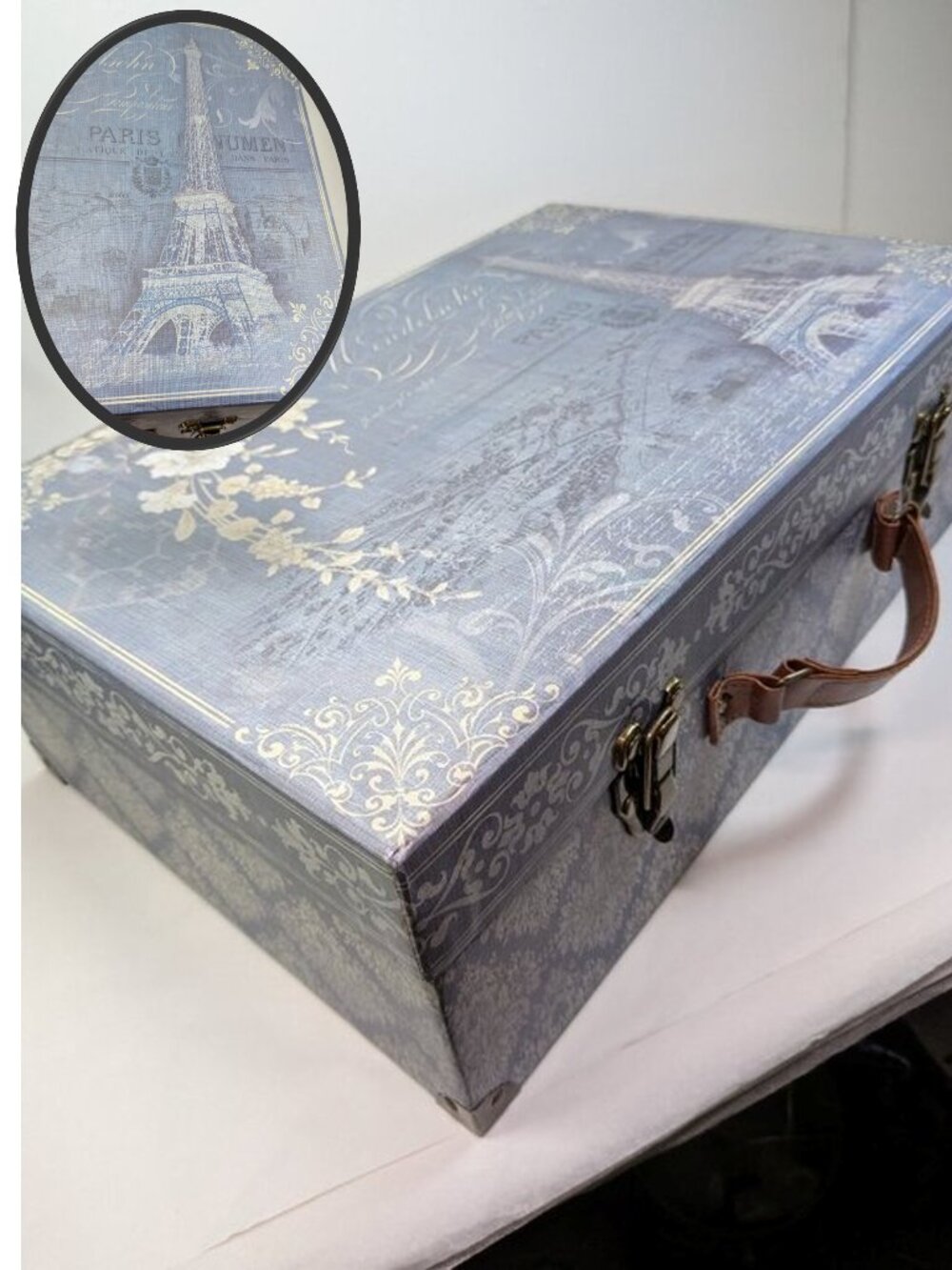 Punch Studio Paris France Suitcase Decor Box Metal Hardware Cottagecore
